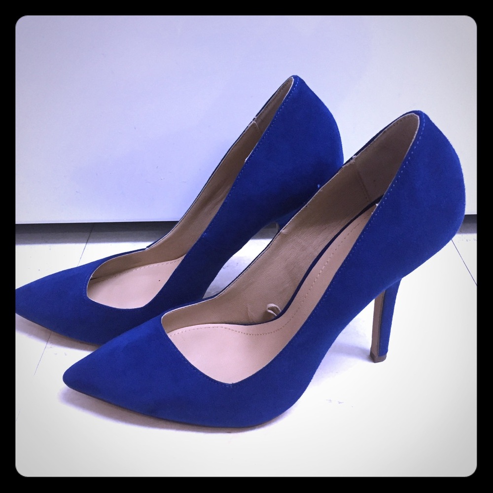 Zara Royal Blue Suede Pointed-Toe Stiletto Heels